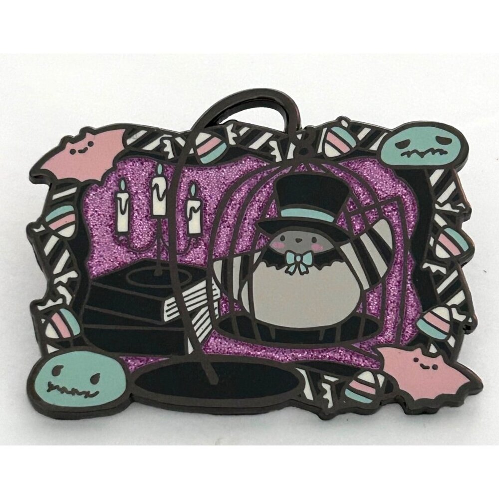 Flea Circus Halloween Enamel Pin Glittery Candy Corn Bat